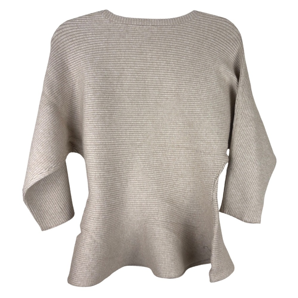 Maeve Anthropologie Ribbed Dolman Sleeve Peplum Sweater Tan Beige Medium - Picture 3 of 4